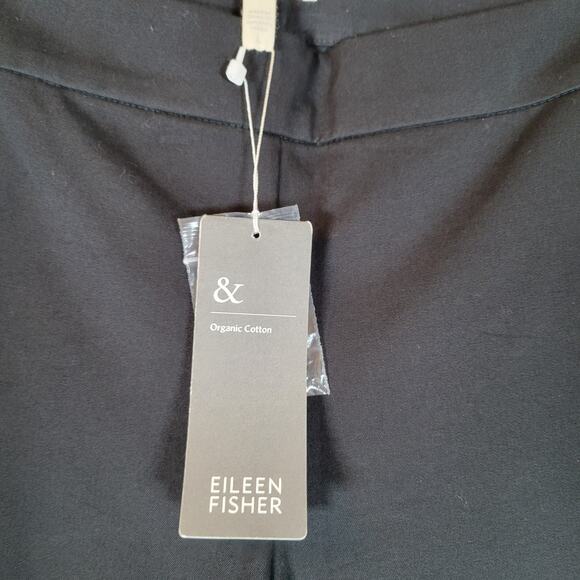 Eileen Fisher Womens Slim Ankle Trouser Pant Size Large Black Organic Cotton - Picture 4 of 13